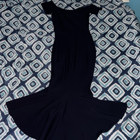 Slip into the Lulus How Much I Care Midnight Blue Off-the-Shoulder Midi Dress - Picture 8 of 8